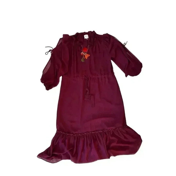 Misa Los Angeles Dress Maroon Tereza Dress Boho Peasant Oversized Dress Size XS - Picture 5 of 16
